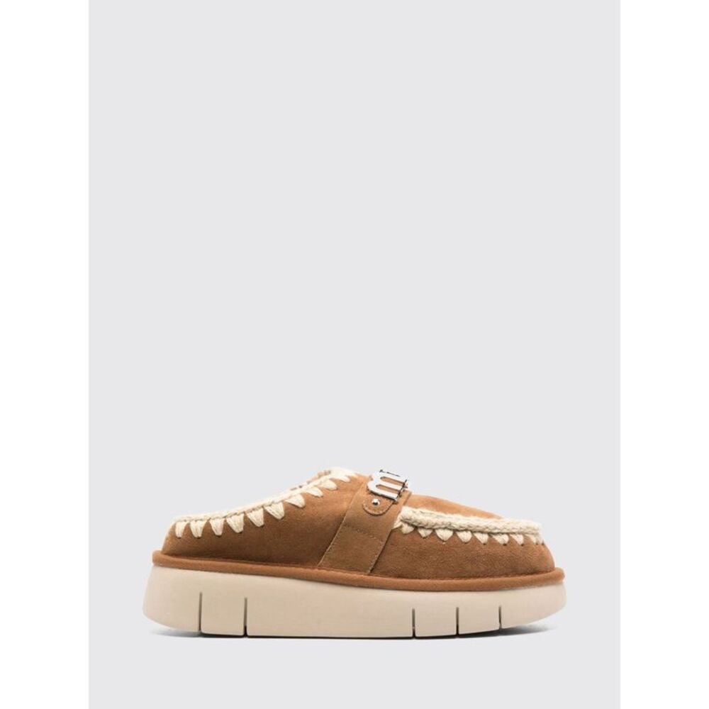 Mou Women Bounce Sheepskin Mules Mou With Contrast Stitching And Wool Lining